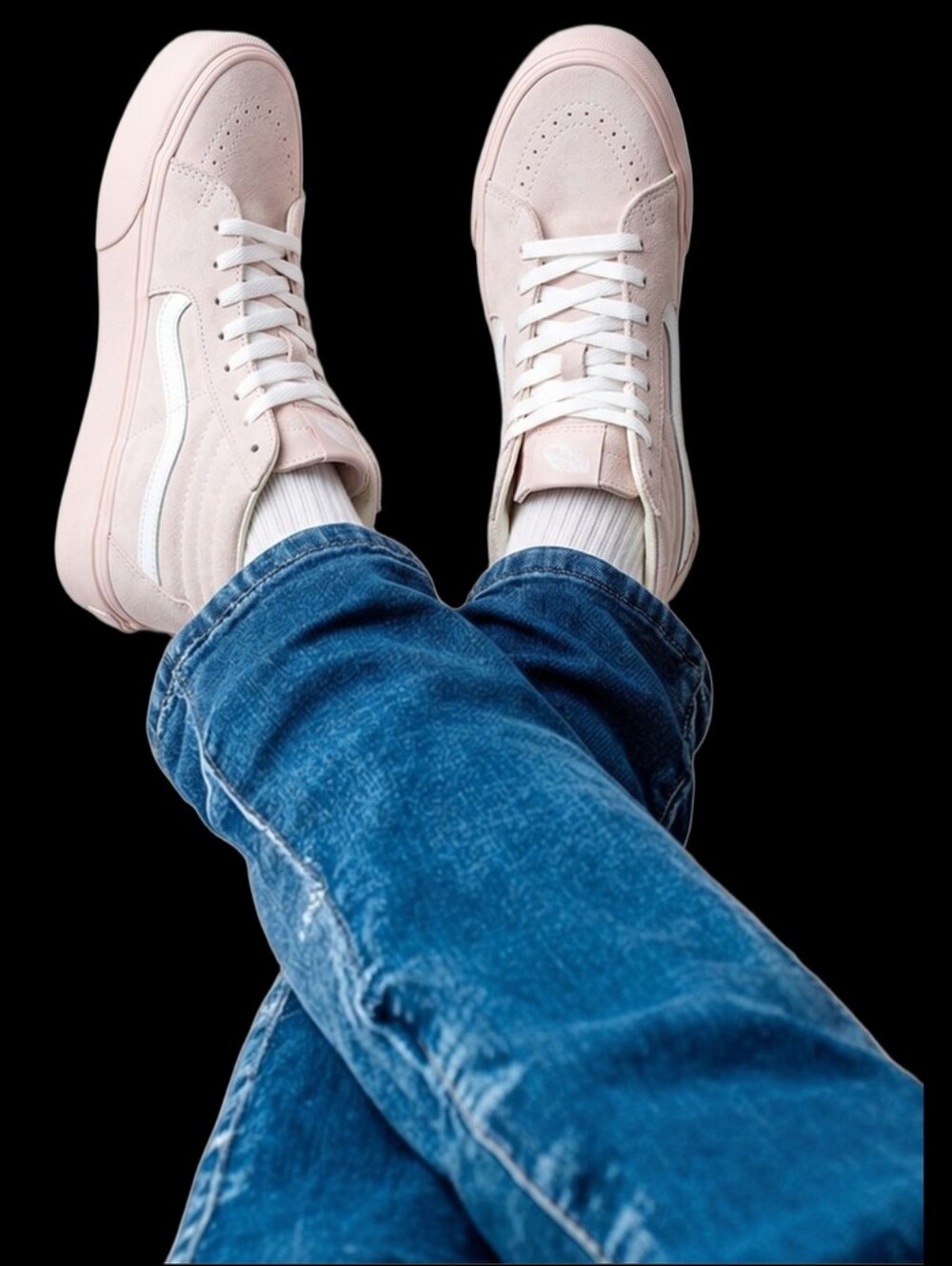 Vans Sk8-Hi Tapered Stackform shoes, Suede Shell or  Egret Beige / Pink colorway - Picture 5 of 12
